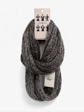 NWT Bass Infinity Scarf Figure 8 Gray Knit Chunky Winter Loop